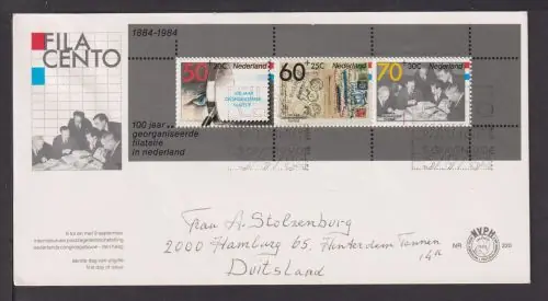 Original Briefmarken Niederlande Europa Brief Block 1984 100 Jahr organisierte Philatelie