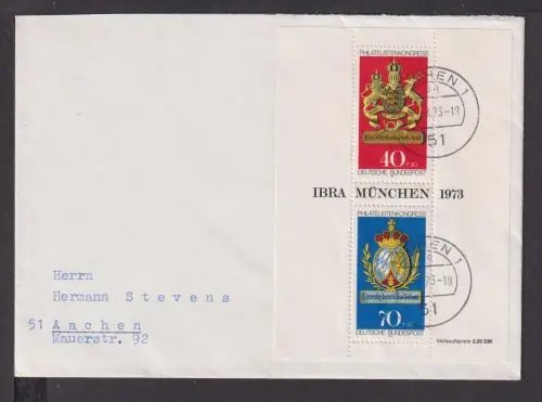 Preis Gesenkt Briefmarken Deutschland Europa Brief Block 1973 IBRA München