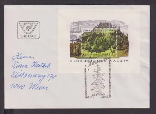 Briefmarken Österreich Europa Brief Block 1985 Jahr des Waldes Premium