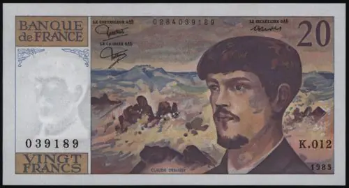Original Geldschein Banknote Frankreich 20 Francs 1983 II. EF 151