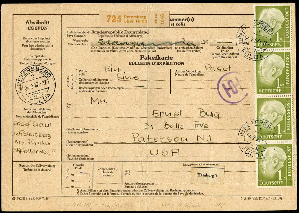 Geld-Zurück-Garantie Schlegel Auktionen Berlin - Bundesrepublik Deutschland, Michel 194 (6) + 186,189