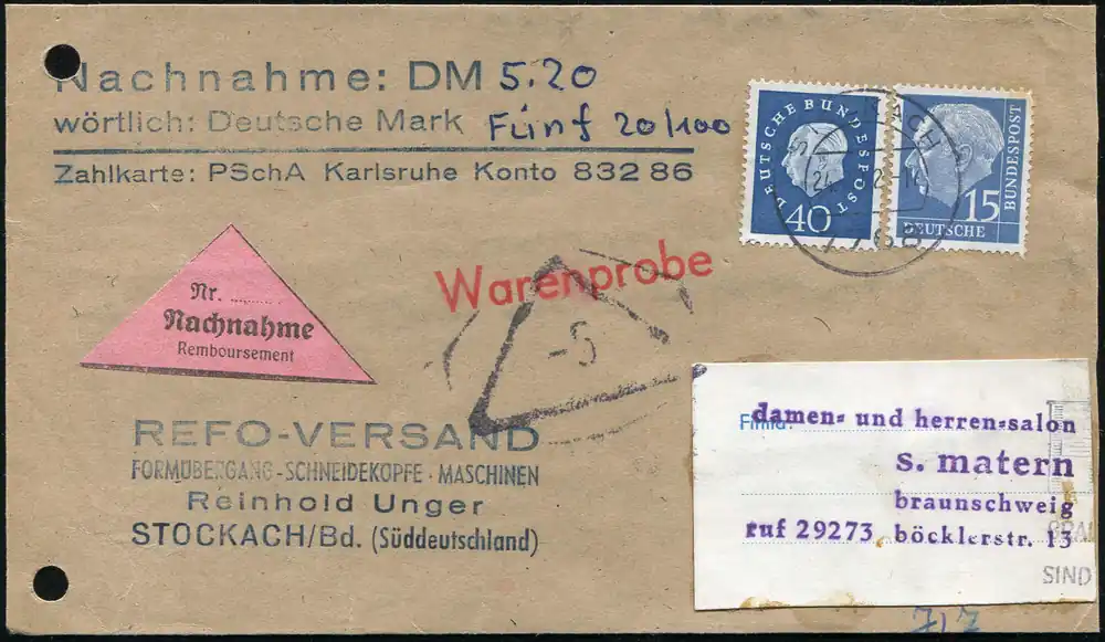 Kostenfreie Lieferung Schlegel Auktionen Berlin - Bundesrepublik Deutschland, Michel 302+305, 305+184, 303+179