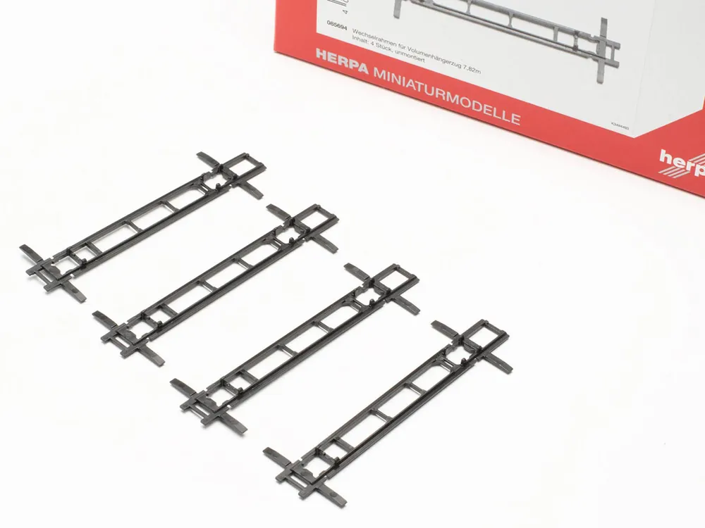 Herpa 085694 H0 LKW Zubehör Wechselrahmen für Volumenhängerzüge 7,82m 4x Schneller Versand