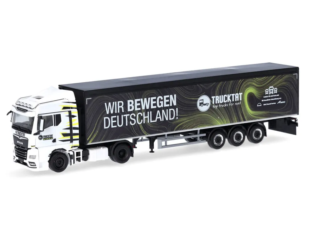 Jetzt Zugreifen Herpa 317177 H0 LKW MAN TGX GM Schubboden-Sattelzug Trucktat / Wir bewegen Deutschland