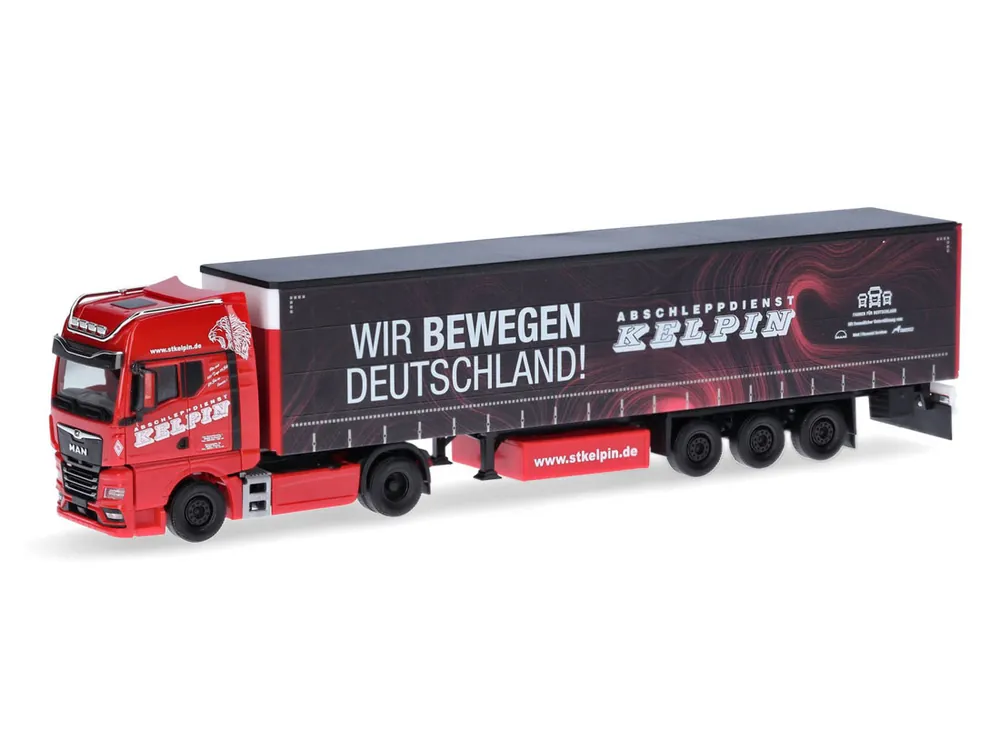Herpa 317771 H0 LKW MAN TGX GX Gardinenplanen-Sattelzug KELPIN / Wir bewegen Deutschland Handgefertigt