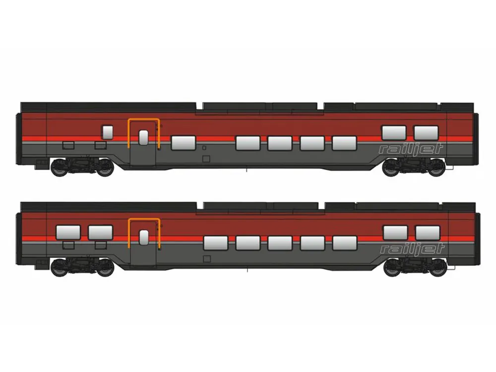 Jägerndorfer JC71201 Personenwagenset Railjet II ÖBB 2x Spur H0 Sofort Bestellen