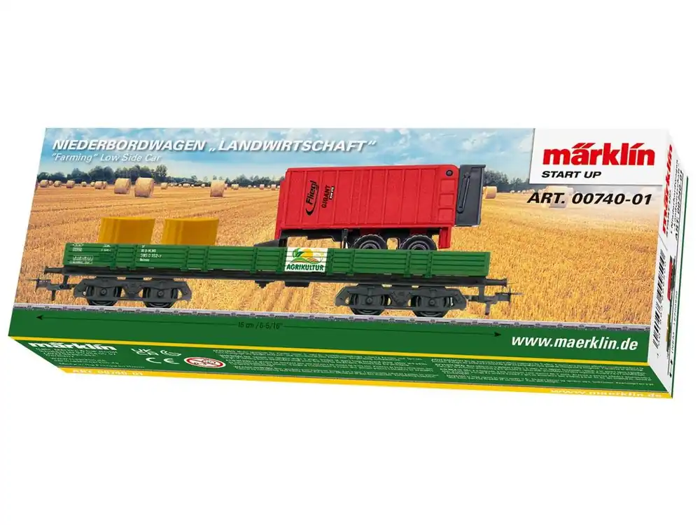 Heißes Angebot Märklin 00740-01 Märklin Start up Güterwagen Niederbordwagen Landwirtschaft Spur H0