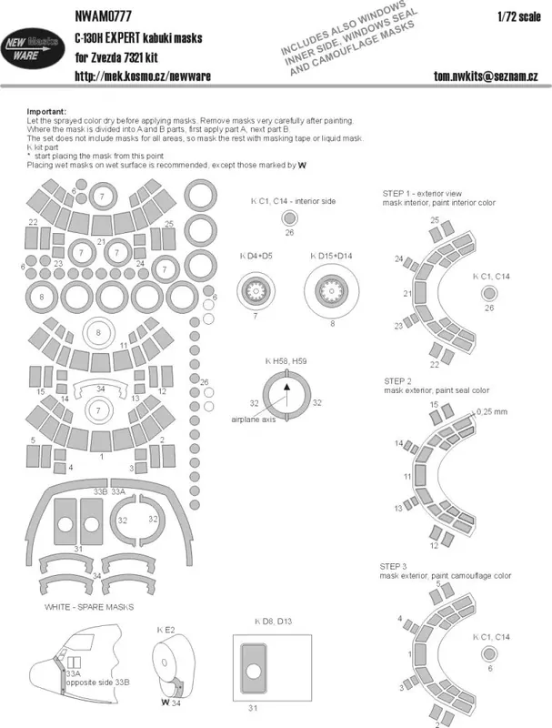 Hochwertig C-130H Hercules EXPERT mask for Zvezda 1:72