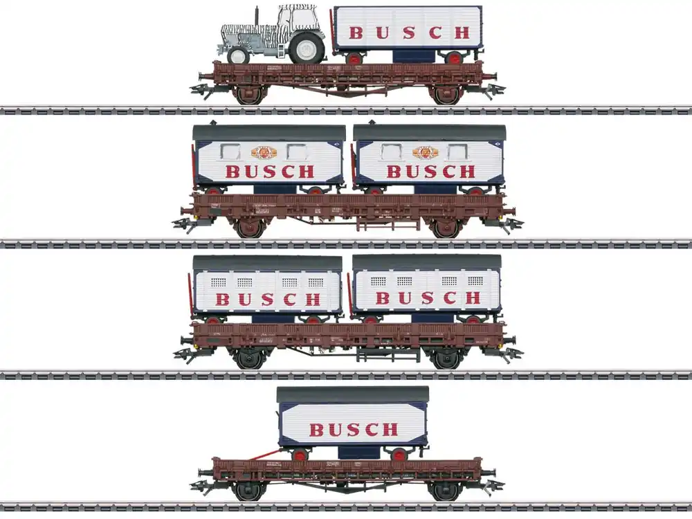 Garantierte Lieferung Märklin 45040 Güterwagenset Niederbordwagen Zirkus Busch DR 4x Spur H0