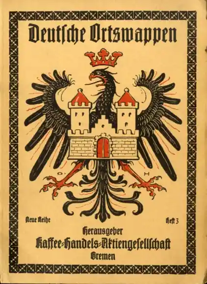 Kostenloser Rückversand Deutsche Ortswappen, Provinz Niederschlesien Sammelbilderalbum der Kaffee-HAG, Bremen 1929