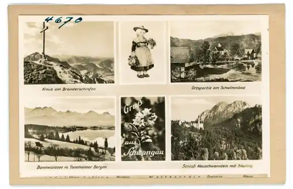 5 Glas Negative Schwangau im Ostallgäu, Bild Telegramm, Schloss, verschiedene Ansichten Sofort Bestellen