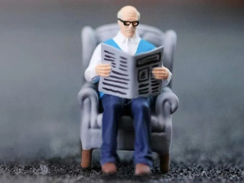 MU-H0-W92115D H0 Figur Opa im Sessel liest Zeitung Ab Werk